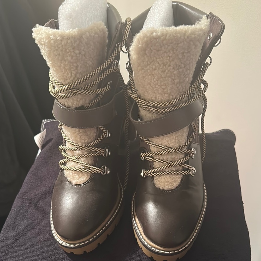 Brown and Cream Winter Boots